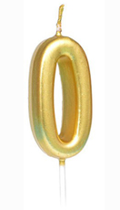 Gold Number 0 Birthday Candle
